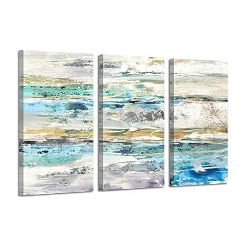 Hardy Gallery Abstract Seascape Coastal Artwork: Sea Silver Foil Print on Canvas for Wall Decor