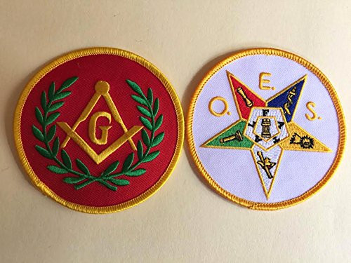 Master Mason & Order Of Eastern Star Bundle Lot of 2 Masonic Embroidered Iron On Applique Patches