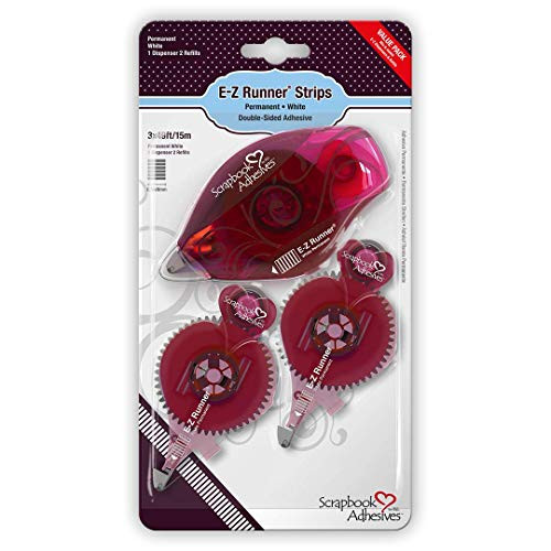 3L Scrapbook Adhesives E-Z Runner Permanent Refillable Dispenser, Value Pack, Dispenser + 2 Refill Cartridges