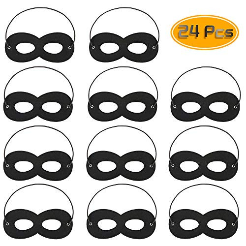 Kuqqi 24 Pcs Black Felt Mask, Adjustable Eye Masks Half Masks Kids Party Mask with Elastic Rope for Party Cosplay Accessor