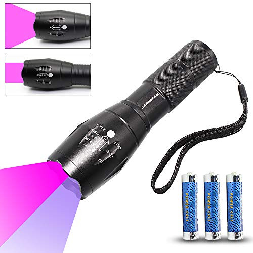 UV Flashlight LED Black Light 395nm Handheld Flashlights Zoomablle 365nm Double Lamp Ultraviolet Blacklight Detector for Dog/Cat Urine, Pet Stains and Bed Bug