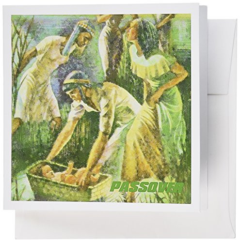 3dRose Moses In Basket Passover Scene - Greeting Cards, 6 x 6 inches, set of 12 (gc_37410_2)