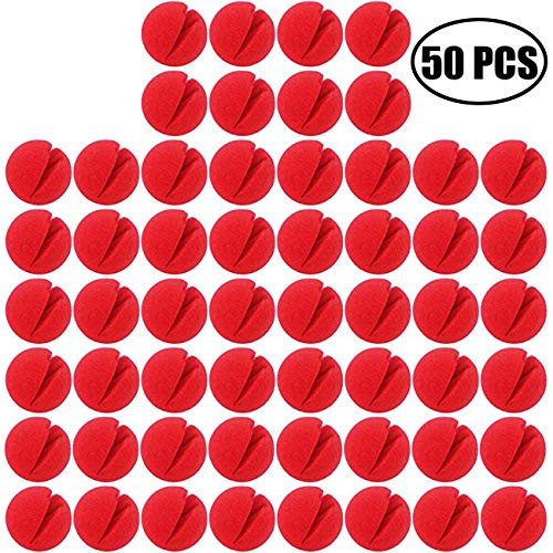 TIHOOD 50PCS Red Foam Clown Noses Novelty Foam Clown Noses for Halloween Christmas Costume Party
