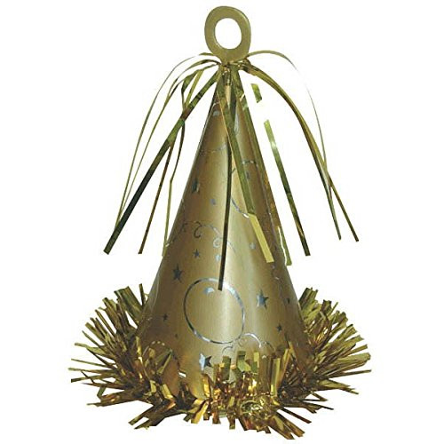 Amscan 117695.19 Party Hat Balloon Weight, 6 oz, Gold