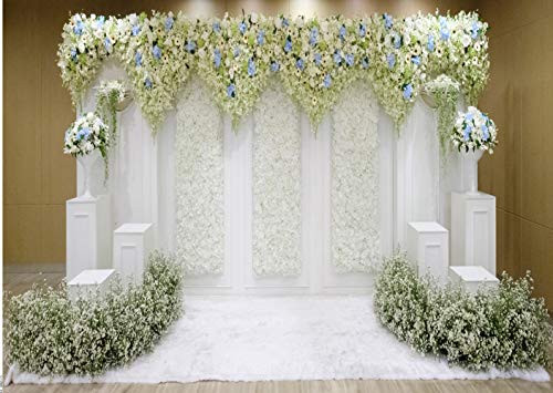 LTLYH 7x5FT White Floral Photo Backgrounds Curtain 3D Flower Wedding Bridal Shower Photography Backdrops Party Decoration Supplies Studio Booth Banner A-08