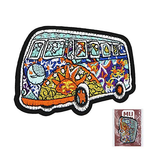 MUNAN Cute Bus Big Patch Iron On Patch Embroidered Patches car Iron On Sewing Badge Applique for Clothes Jacket Jeans Cap
