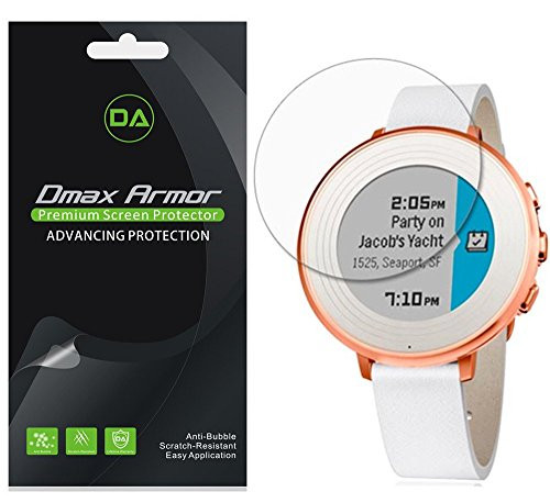 [6-Pack] Dmax Armor for Pebble Time Round 14mm/20mm Screen Protector, Anti-Bubble HD Clear Screen Shield -Lifetime Replacement
