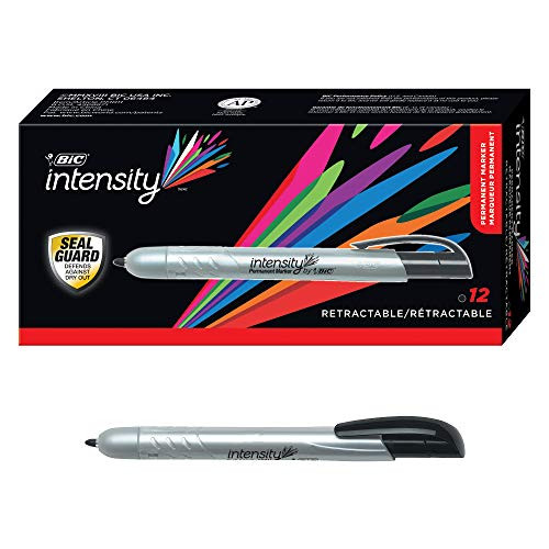 BIC PMR11-blk Marking Retractable Permanent Marker, Fine Point, Black, 12-Count