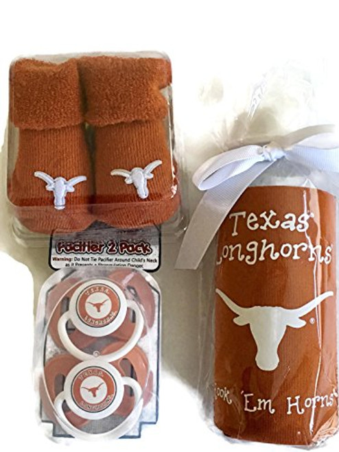 Texas Longhorns Baby Booties Gift Set UT Burnt Orange Baby Bottle BPA-Free with Coolie 2 Pacifiers Infant Socks NCAA Texas Longhorns Baby Booties Gift Set UT Burnt Orange Baby Bottle BPA-Free with Coolie 2 Pacifiers Infant Socks NCAA