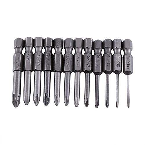50mm 1/4 Inch Hex Shank Magnetic Phillips Cross Screwdriver Bits S2 Alloy 12Pcs