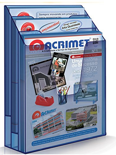 Acrimet Vertical Triple File Folder Organizer (Clear Blue Color)