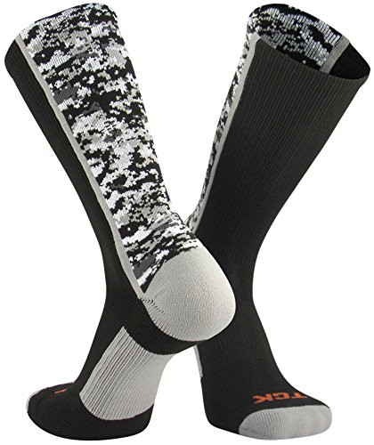 TCK Sports Digital Camo Crew Socks (Black, Small)