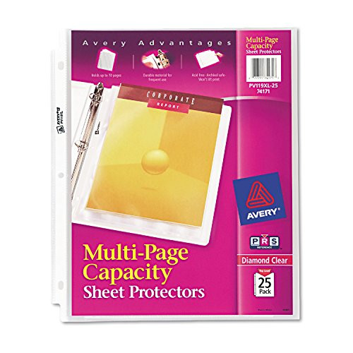 Avery 74171 Multi-Page Top-Load Sheet Protectors, Heavy Gauge, Letter, Clear (Pack of 25)