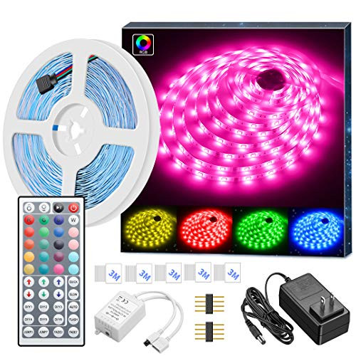 MINGER LED Strip Lights, Govee 16.4ft RGB LED Light Strip 5050 LED Tape Lights, Color Changing LED Strip Lights with Remote for Home Lighting Kitchen Bed Flexible Strip Lights for Bar Home Decoration