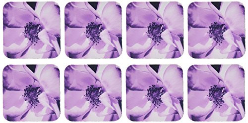 3dRose CST_12383_2 Purple Rose Soft Coasters, Set of 8