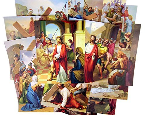 Stations of the Cross Illustrated Cardstock 14 Picture Set, 8 Inch