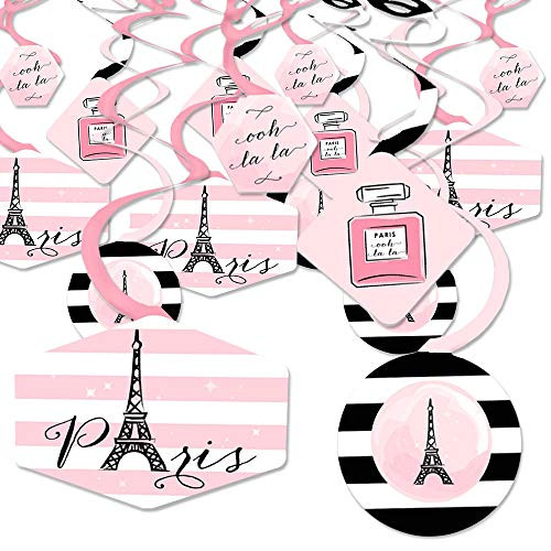 Paris, Ooh La La - Paris Themed Baby Shower or Birthday Party Hanging Decor - Party Decoration Swirls - Set of 40
