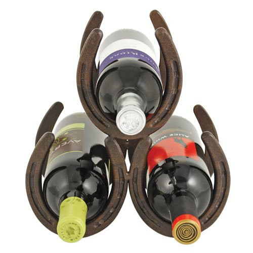 Foster & Rye 2324 Horseshoe 3 Bottle Metal Wine Rack, Rust, Set of 1