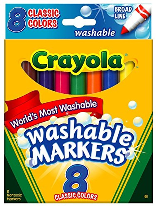 Crayola Washable Markers, Broad Tip, Classic Colors, 8 Count (Pack of 3) Crayola Washable Markers, Broad Tip, Classic Colors, 8 Count (Pack of 3)