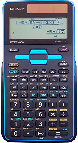 Sharp EL-W535TGBBL 16-Digit Scientific Calculator with WriteView, 4 Line Display, Battery and Solar Hybrid Powered LCD Display, Black & Blue