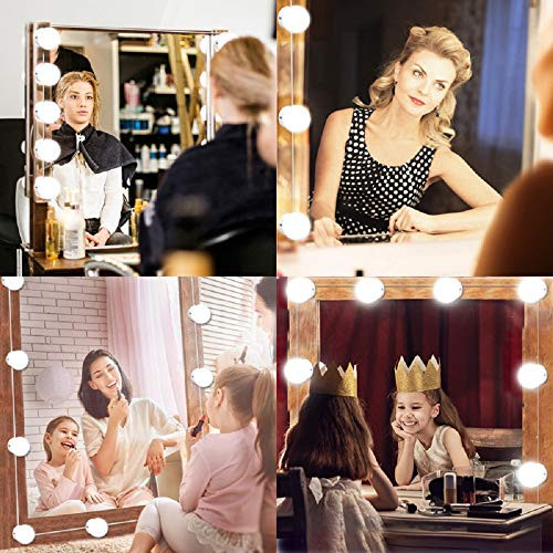 Hollywood Style LED Vanity Mirror Lights Kit Dimmable for Makeup Mirrors and Dressing Rooms Vanity Mirror Light - White (Mirror Not Included) SolarLang?10 Bulbs kit?