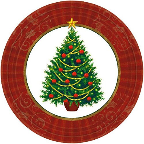 amscan Twinkling Christmas Tree Dessert Paper Plates, 50 Ct. | Party Tableware