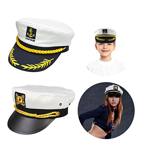 Sailor Captain Hat, Navy Marine Admiral Caps Yacht Costume with Random Accessory