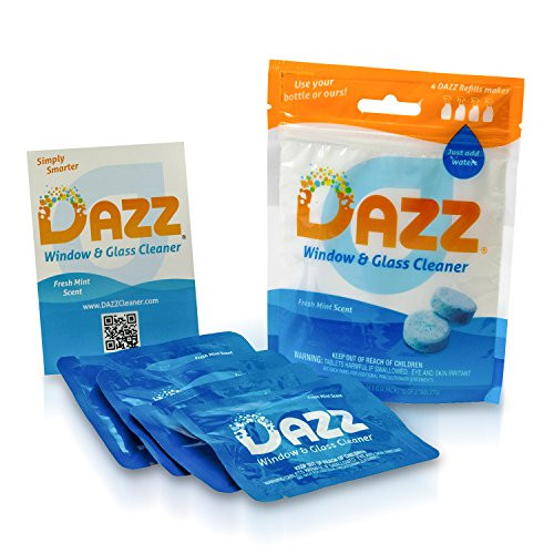 DAZZ Cleaning Tablets Window and Glass Refill Pack - Concentrated Tablets for Re-Use of Bottles - Just Add Water - All Natural and Safe