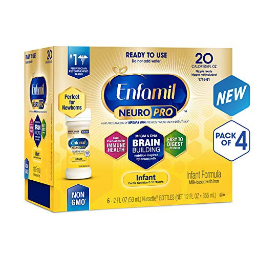 Enfamil NeuroPro Ready to Feed Baby Formula Milk, 2 Fluid Ounce (24 Count), Omega 3 DHA, Probiotics, Iron Enfamil NeuroPro Ready to Feed Baby Formula Milk, 2 Fluid Ounce (24 Count), Omega 3 DHA, Probiotics, Iron