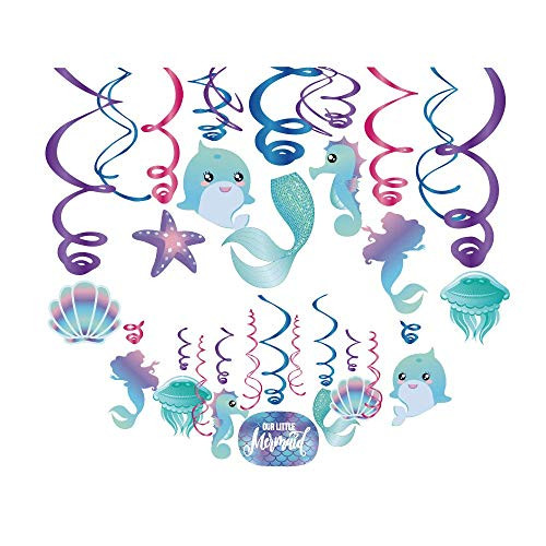 30Ct Mermaid Party Supplies Decorations  Mermaid Hanging Swirl Decorations,Ocean Birthday Theme for Baby Shower,Birthday Party Decorations Supplies