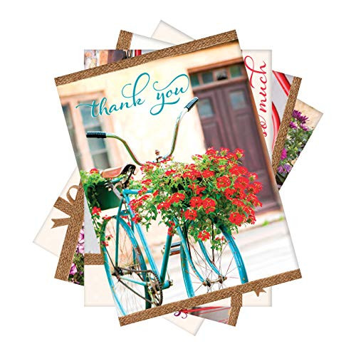 Thank You Cards with KJV Scripture - Vintage Bikes & Blooms - Box Set of 12 Thank You Cards with KJV Scripture - Vintage Bikes & Blooms - Box Set of 12
