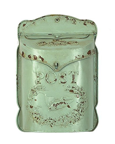 Creative Co-Op Embossed Tin Letter Box, 10" x 15.5", Aqua