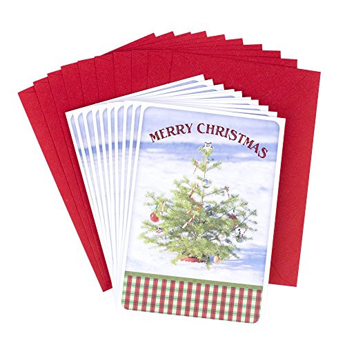 Hallmark Christmas Cards Pack, Christmas Tree in Snow (10 Cards with Envelopes)