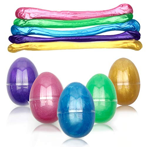 QingQiu 5 Colors Slime Putty in Easter Eggs for Kids Boys Girls Easter Toys Easter Basket Stuffers Fillers