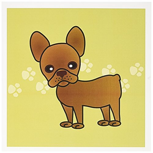 Cute Chocolate Brown French Bulldog Green with Pawprints - Greeting Cards, 6 x 6 inches, set of 6 (gc_25347_1) Cute Chocolate Brown French Bulldog Green with Pawprints - Greeting Cards, 6 x 6 inches, set of 6 (gc_25347_1)