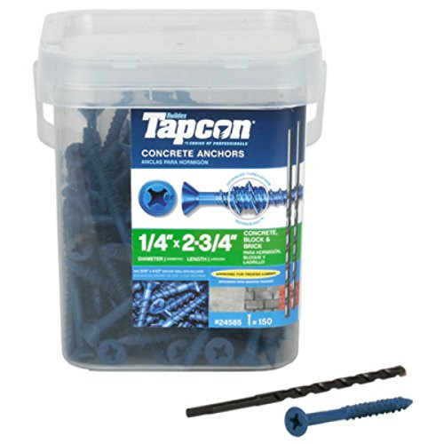 ITW Brands 24585 150 Pack, 1/4" x 2-3/4", Phillip Head Concrete Anchors