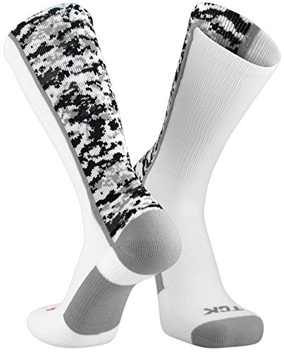 TCK Sports Digital Camo Crew Socks (White, X-Large)