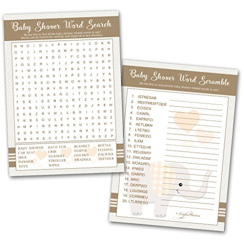 Leigha Marina 40 Baby Shower Game Cards Word Search and Word Scramble