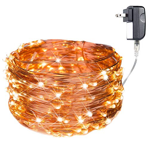 200 LED Fairy Lights 70FT Starry String Lights Waterproof Firefly Lights Warm White on Copper Wire - UL Adaptor Included, for Indoor Outdoor Christmas Decorative Patio Wedding Garden