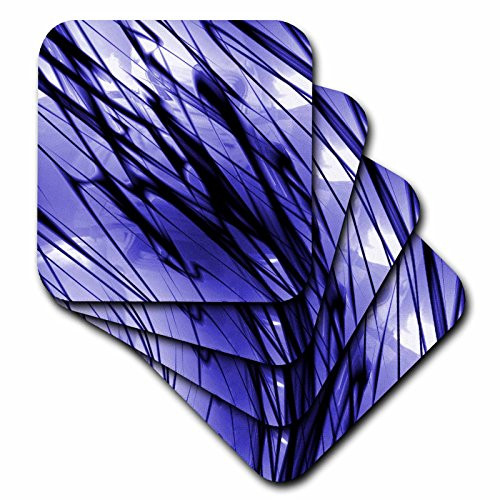 3dRose cst_111915_3 Blue and Black Patterned Glass Look-Ceramic Tile Coasters, Set of 4