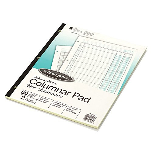 Wilson Jones Columnar Pad, ColumnWrite, 8-1/2" x 11", 2 Columns, 50 Sheets per Pad (WG7202A)