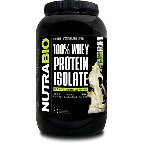 NutraBio 100% Whey Protein Isolate (Vanilla, 2 Pounds)