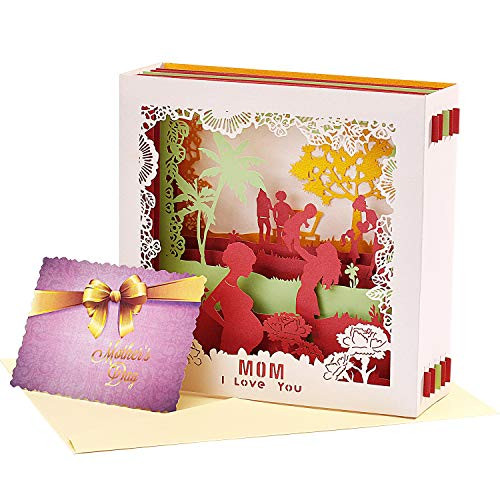 3D Pop up Mother's Day Greeting Cards Thank You Cards Birthday Cards for Mom-I LOVE MOM (Mother's Day B)