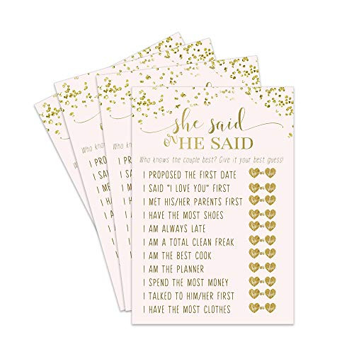 Paper Clever Party He Said She Said | Bridal Shower Game | Pack of 25 | Blush and Gold Dot Paper Clever Party He Said She Said | Bridal Shower Game | Pack of 25 | Blush and Gold Dot