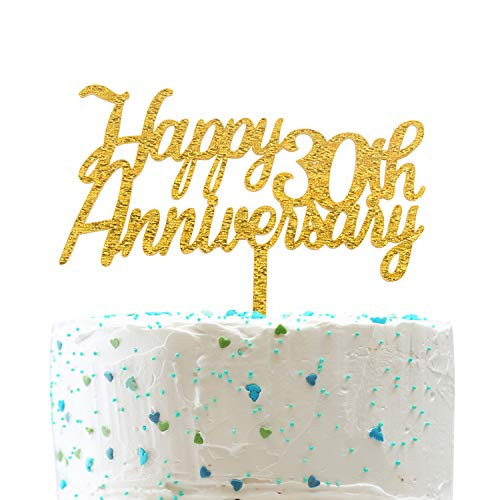 Happy 30th Anniversary Cake Topper,Gold Glitter Cheers to 30 Years Sign,30th Birthday/Wedding Anniversary Party Decorations Happy 30th Anniversary Cake Topper,Gold Glitter Cheers to 30 Years Sign,30th Birthday/Wedding Anniversary Party Decorations