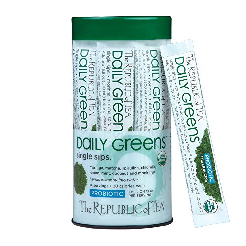 Republic Of Tea, Sips Daily Greens Probiotic Organic, 14 Count