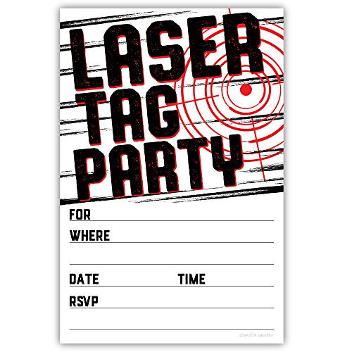 Laser Tag Party Invitations (20 Count) with Envelopes - Laser Tag Birthday Party