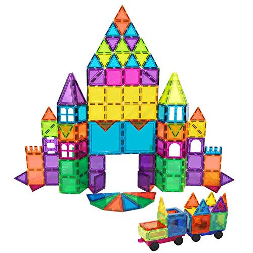 BMAG Magnetic Building Blocks for Kids, 3D Magnetic Building Tiles Set, STEM Preschool Construction Toys Educational Puzzles 120 PCS with 2 Cars