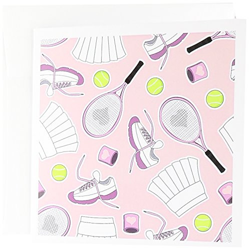 3dRose Cute Tennis Pattern Pink - Greeting Cards, 6 x 6 inches, set of 6 (gc_172135_1)