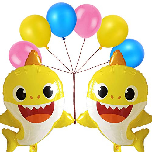 Baby Cute Shark Balloons Set - Giant Helium Balloon & Latex Balloons for Shark Party Supplies Decorations, Birthday Decorations and Baby Showers- 8pcs